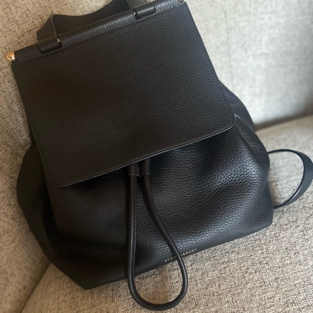 Soft Black Strathberry backpack in textured leather